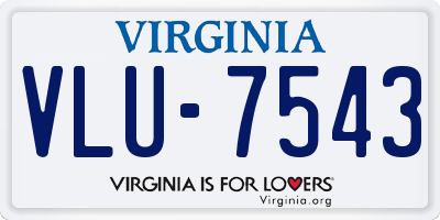 VA license plate VLU7543
