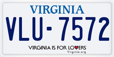 VA license plate VLU7572