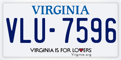 VA license plate VLU7596