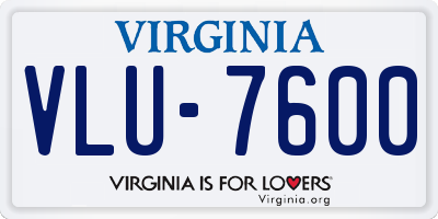 VA license plate VLU7600
