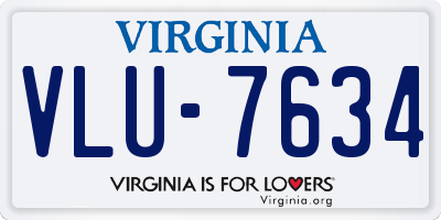 VA license plate VLU7634