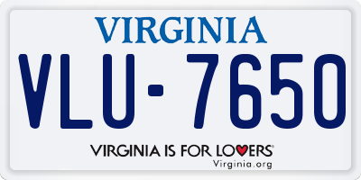 VA license plate VLU7650