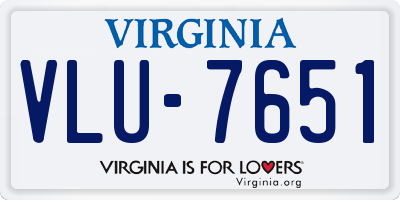 VA license plate VLU7651