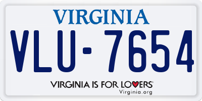 VA license plate VLU7654
