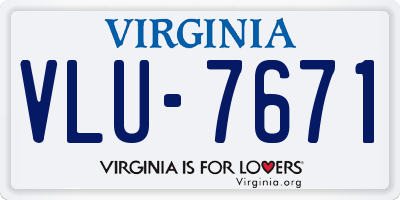 VA license plate VLU7671