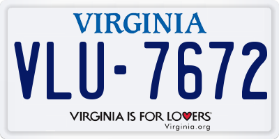 VA license plate VLU7672