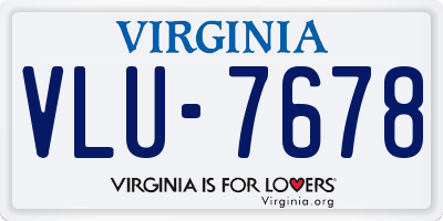VA license plate VLU7678
