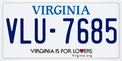 VA license plate VLU7685