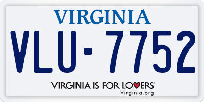 VA license plate VLU7752