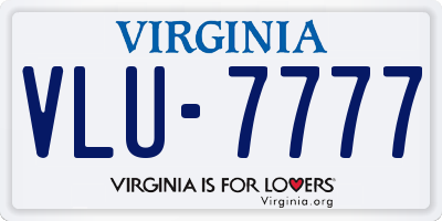 VA license plate VLU7777