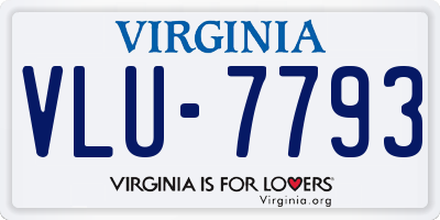 VA license plate VLU7793