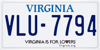 VA license plate VLU7794