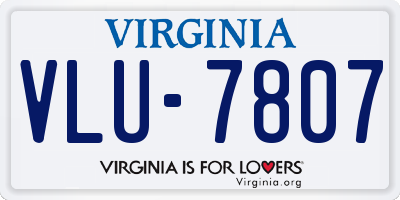 VA license plate VLU7807
