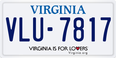 VA license plate VLU7817