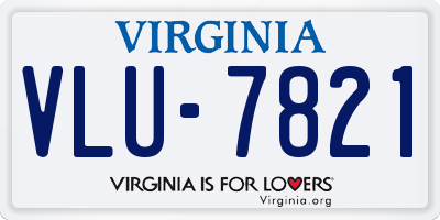 VA license plate VLU7821
