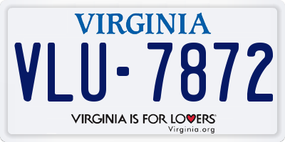 VA license plate VLU7872