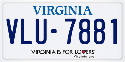 VA license plate VLU7881