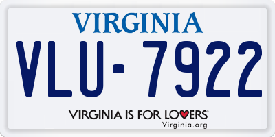 VA license plate VLU7922