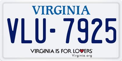 VA license plate VLU7925
