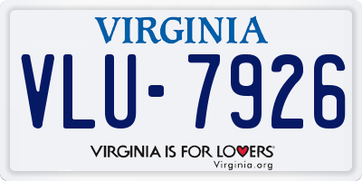 VA license plate VLU7926