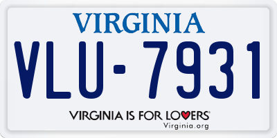 VA license plate VLU7931