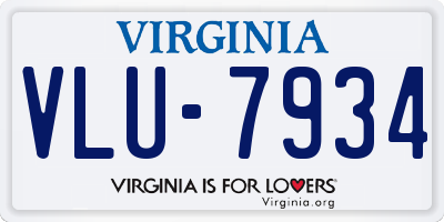VA license plate VLU7934