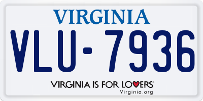 VA license plate VLU7936