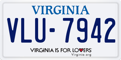 VA license plate VLU7942