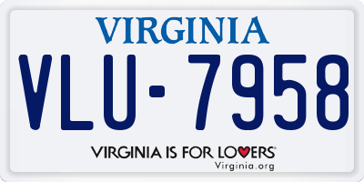 VA license plate VLU7958