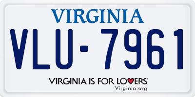 VA license plate VLU7961