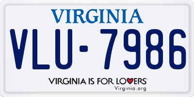 VA license plate VLU7986