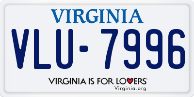 VA license plate VLU7996