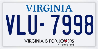 VA license plate VLU7998
