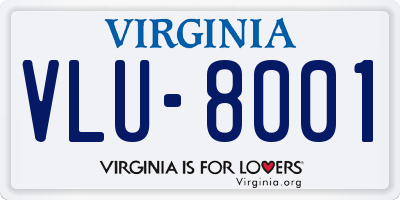 VA license plate VLU8001