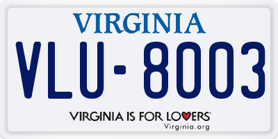 VA license plate VLU8003