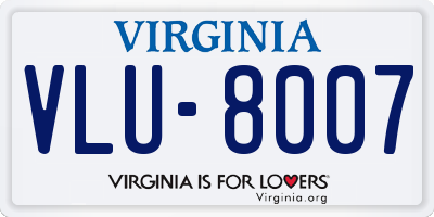 VA license plate VLU8007