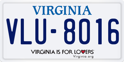 VA license plate VLU8016