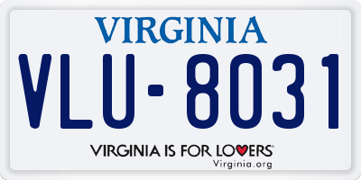 VA license plate VLU8031