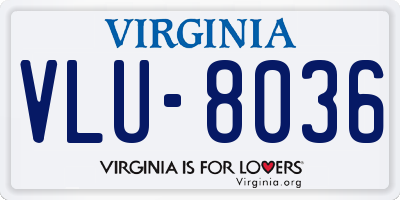 VA license plate VLU8036