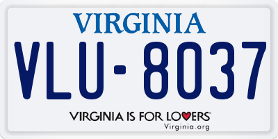 VA license plate VLU8037
