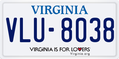 VA license plate VLU8038