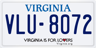 VA license plate VLU8072