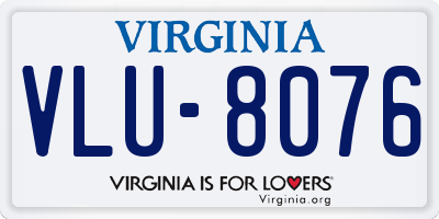 VA license plate VLU8076