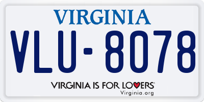 VA license plate VLU8078