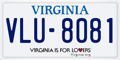 VA license plate VLU8081