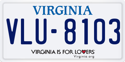 VA license plate VLU8103
