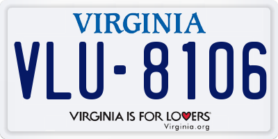 VA license plate VLU8106