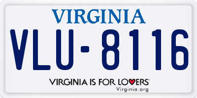 VA license plate VLU8116