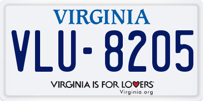 VA license plate VLU8205