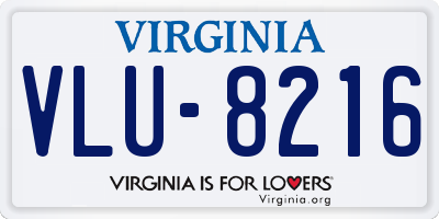 VA license plate VLU8216